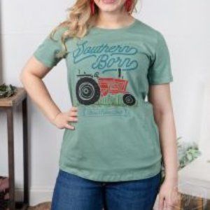 Southern Born on Sage Crewneck Loose Fit Tee